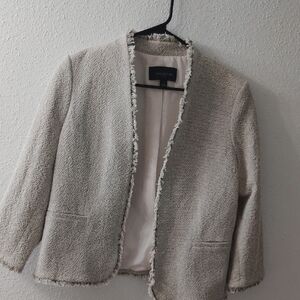Ann Taylor Cream Blazer with Textured Fabric